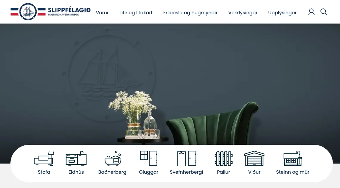 Forsíða vefsíðu Slippfélagsins